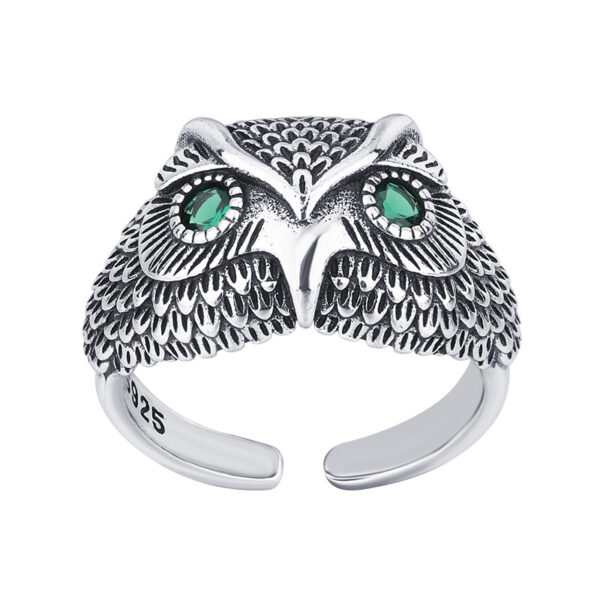 Luxury Sterling Silver Owl Zircon ​​Adjustable Rings - Image 3