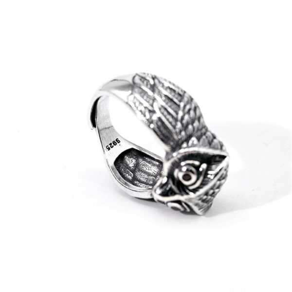 Adjustable Trendy Sterling Silver Owl Ring - Image 4