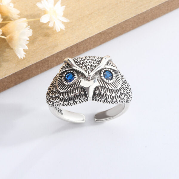 Luxury Sterling Silver Owl Zircon ​​Adjustable Rings - Image 4