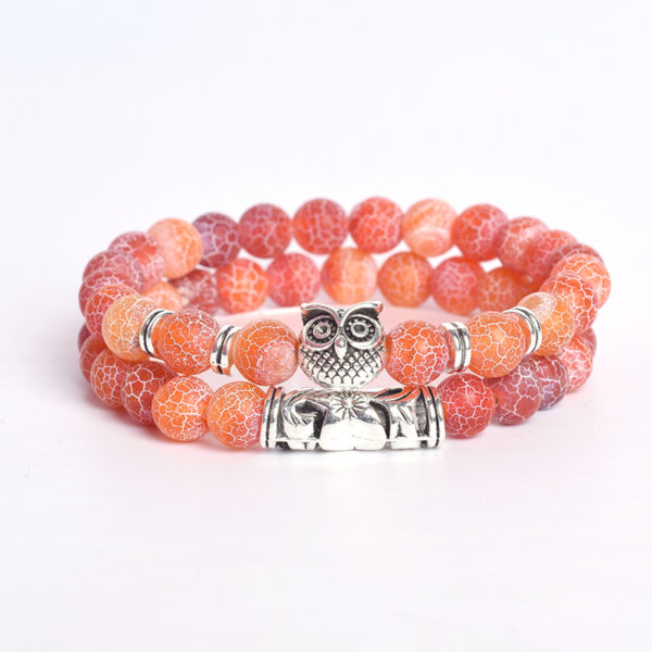 Owl Rosary Natural Lava Tiger Eye  Stone Bangles Bracelets  - Image 6