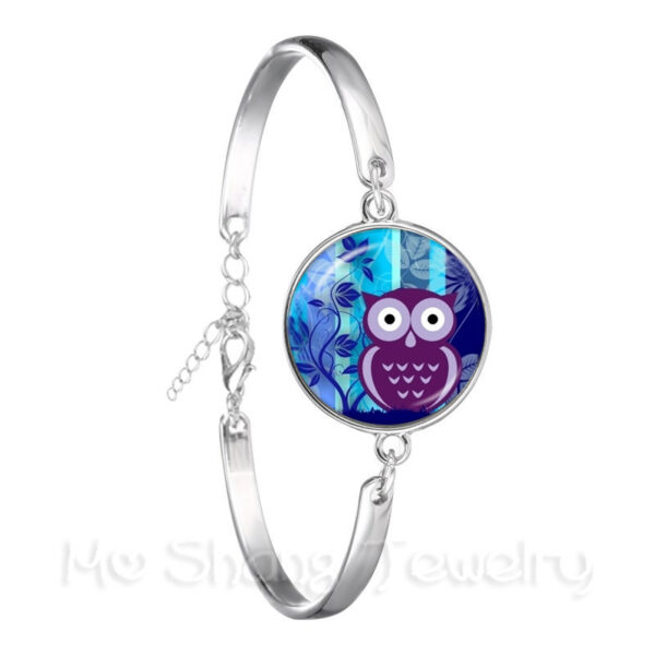 Owl Pattern Silver Plated Crystal Bracelet - Image 5