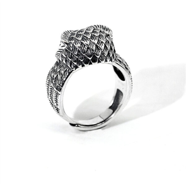 Adjustable Trendy Sterling Silver Owl Ring - Image 3