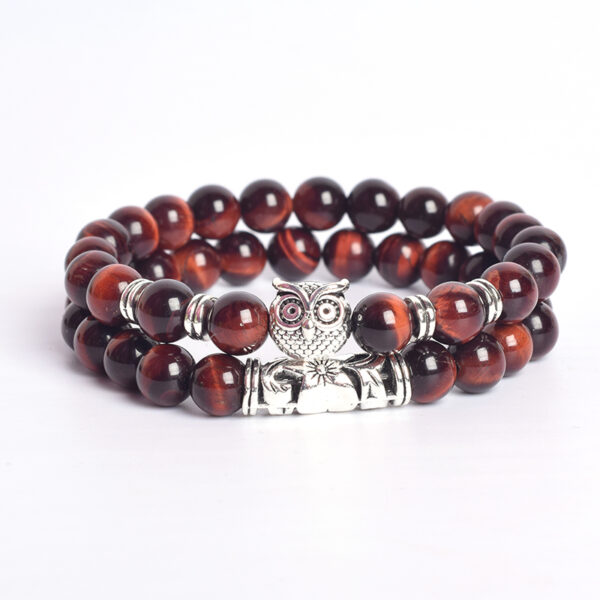 Owl Rosary Natural Lava Tiger Eye  Stone Bangles Bracelets  - Image 18