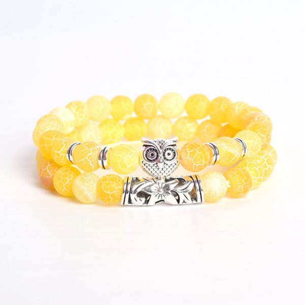 Owl Rosary Natural Lava Tiger Eye  Stone Bangles Bracelets  - Image 12