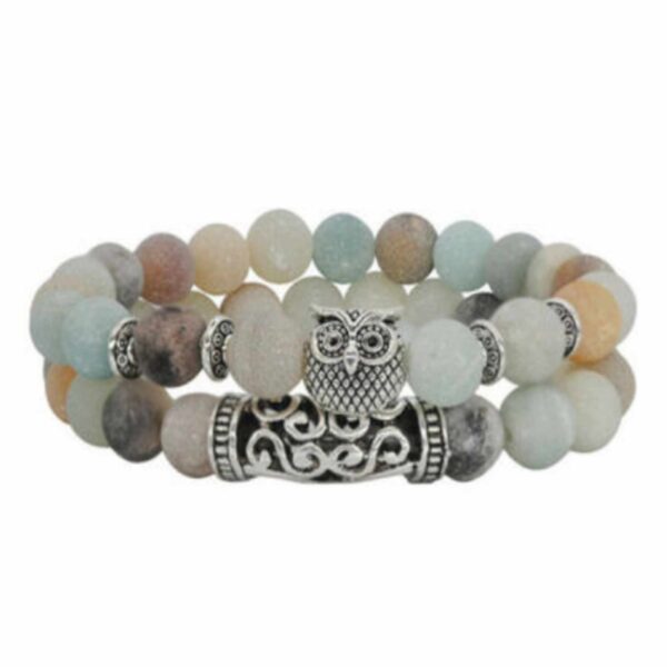 Natural Amazoniteite Stone Beads Owl Bracelet