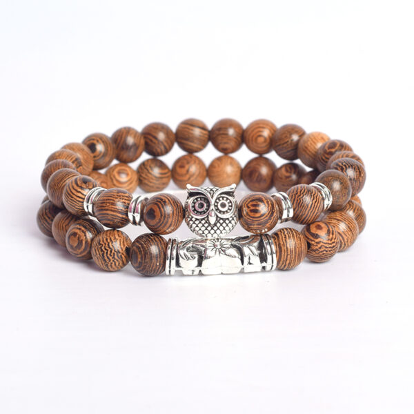 Owl Rosary Natural Lava Tiger Eye  Stone Bangles Bracelets  - Image 19