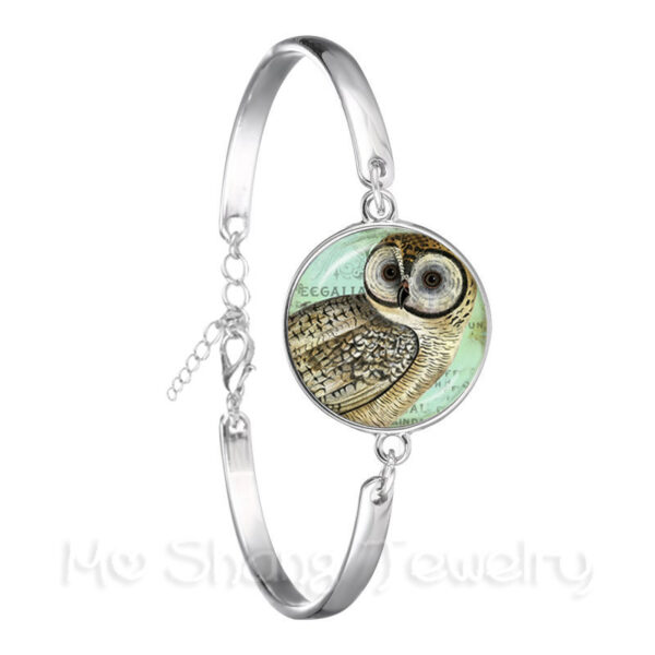 Owl Pattern Silver Plated Crystal Bracelet